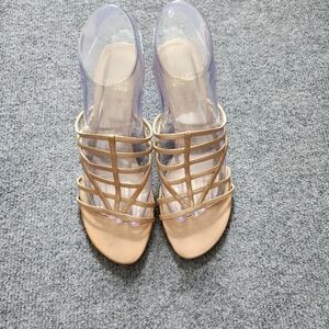 Stuart Weitzman Tan Multi-Strap Slide Sandals